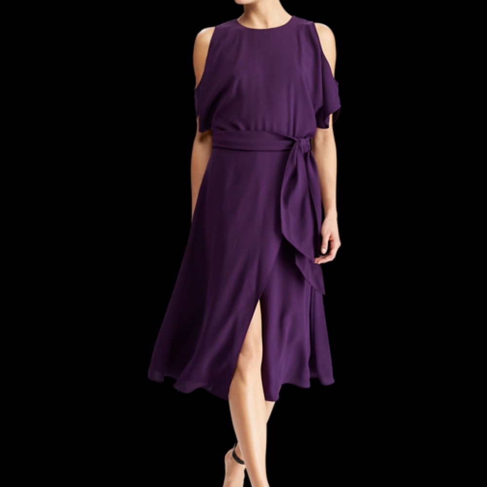ralph Lauren cold shoulder georgette midi dress